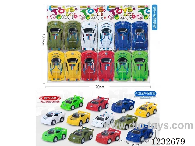 2 types of 6-color pull-back race cars (made of environmentally friendly material)