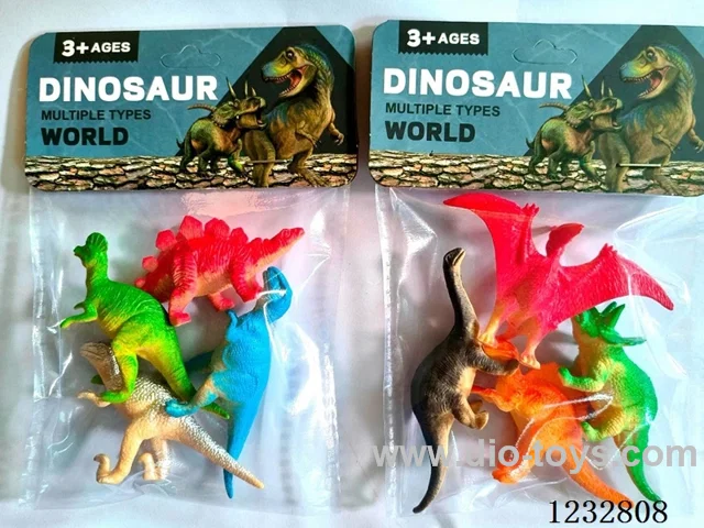 Set of 4 PVC spray-painted dinosaurs
