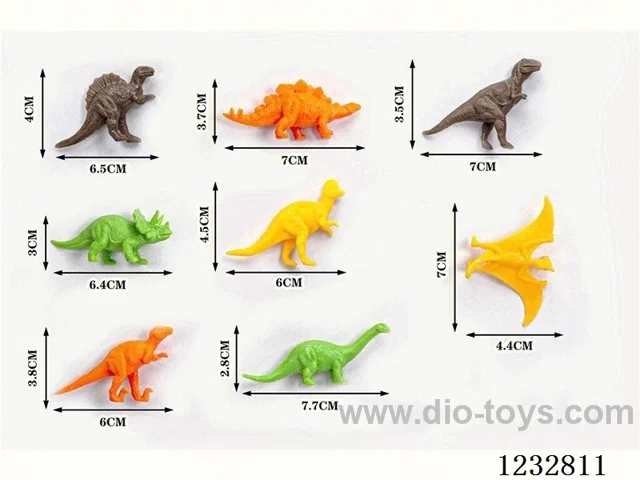 Set of 4 PVC solid color dinosaurs