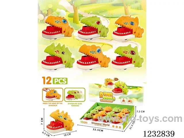Display box 12PCS press dinosaurs (6 types, 2 colors mixed)