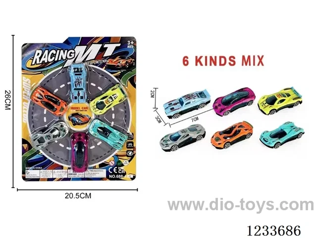 free wheel simulation cars (six mixed colors)