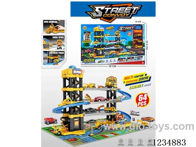Urban four-story lift parking lot W L/M engineering set with 3PCS alloy cars(included 3*AG13)