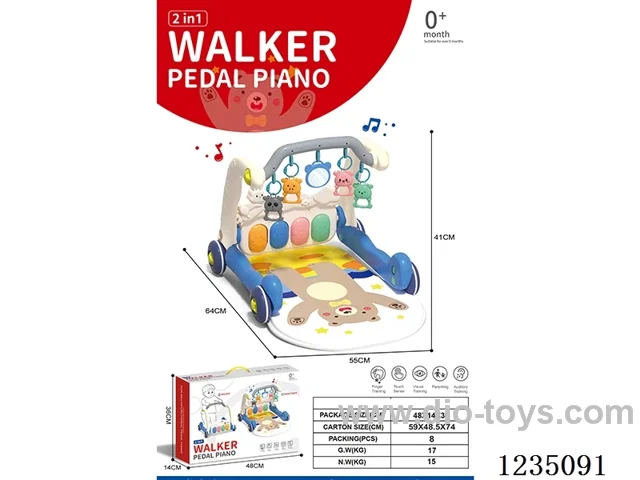 2-in-1 Pedal Piano Walker (Blue)