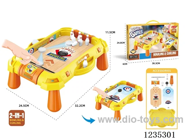 Bowling/curling table game (2-in-1)