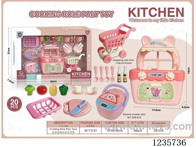 Kitchenware + Shopping Cart Set (Pink)
