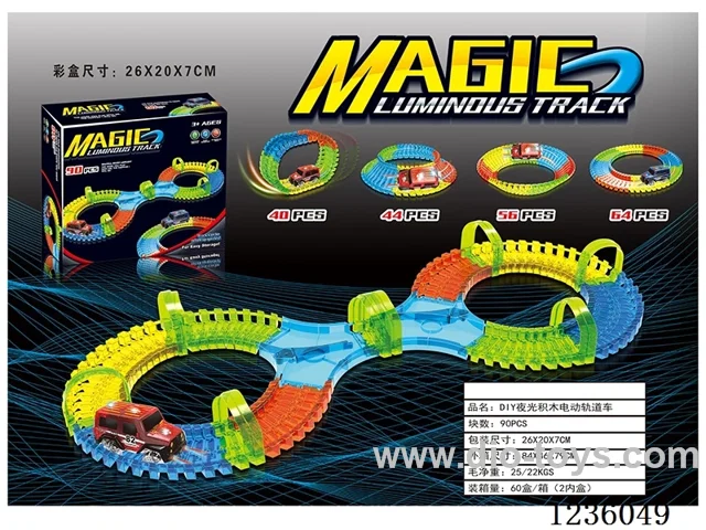 DIY glow-in-the-dark building blocks B/O track car (with lights) not included battery