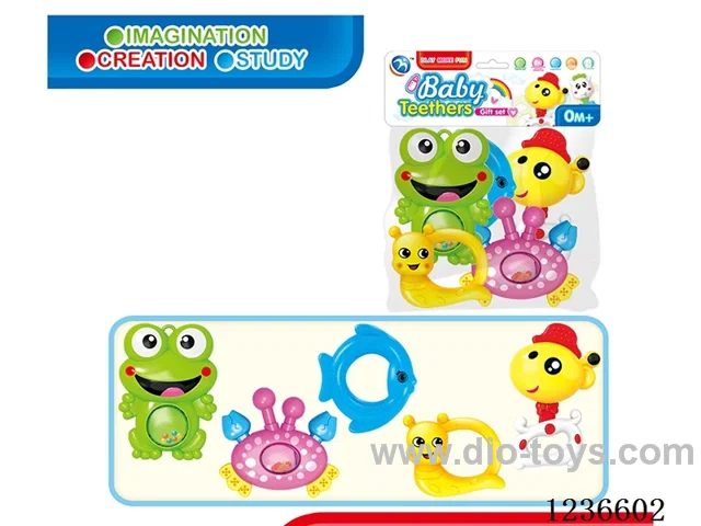 5pcs rattles(Snail, Frog, Deer Dental Gum, Crab, Fish)