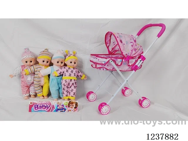 14-inch cotton-stuffed doll with English IC/Iron handcart