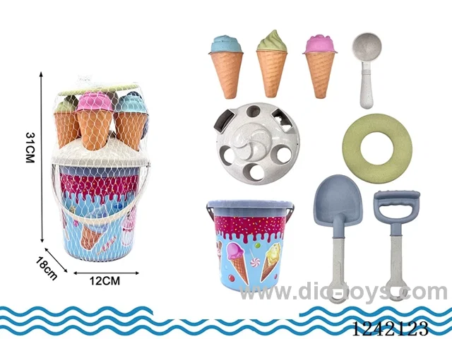 Wheat Stick Material Beach Ice Cream Bucket Set