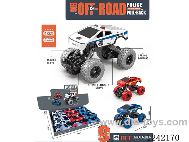 Dual pull back pickup truck climber 3 colors mixed 9PCS
