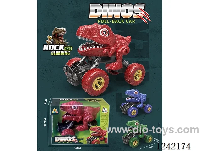 Dual pull back dinosaur car
