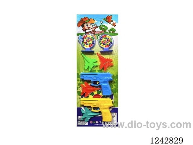 Colourful Catapult Airplane Gun ( 2 Guns with 4 Planes 2 Standing Targets )