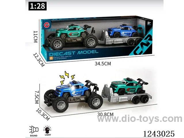 1:36 Alloy small inertia car + 1PCS pull back car W L/M included battery 3*AG13