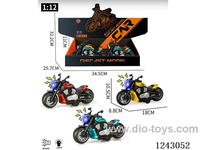 1:12 Alloy 6PCS Inertia Motorcycle W L/M included battery 3*AG13