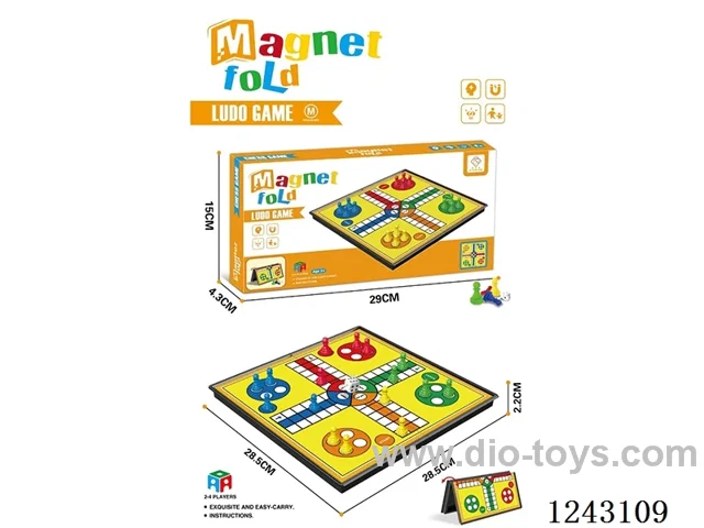 Yellow Chess (Magnetic) with 4pcs of each of the 4 colours + 2 dice