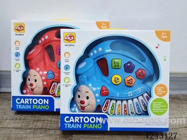 Puzzle Drag Cartoon Musical Train Piano with light (2 Colours Mixed)
