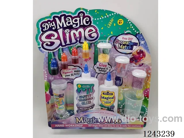 DIY Slime Crystal Clay 250ml Glue + 125ml Crosslinker + 3 bottles of Ornaments (Ocean) Random mix and match + 4 bottles of Colour + 1 measuring cup + 1 empty bottle + 3 tools . Straw