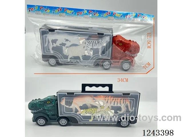 T. rex free wheel storage car + 6 big animals
