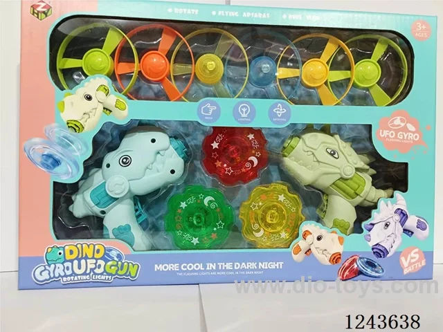 Dinosaur luminous flying saucer gyroscope gun