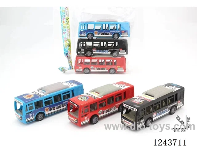 Free wheeling Bus Police Car 3pcs