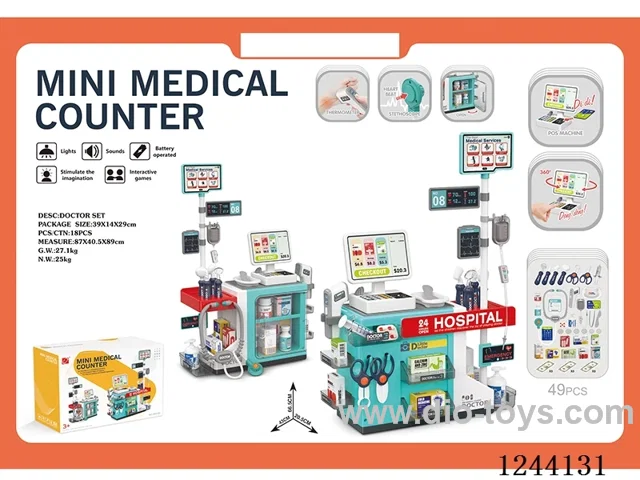 49PCS Mini medical desk set (W L/M 2*AG13/LR44 battery included , 2*AAA+2*AA battery not included) Green