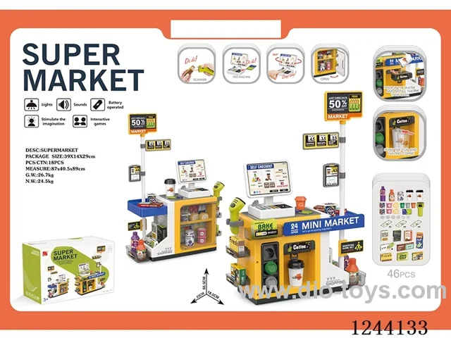 46PCS Mini Mart Desk set (Press to dispense water, W L/M 2*AA+2*AAA battery not included)