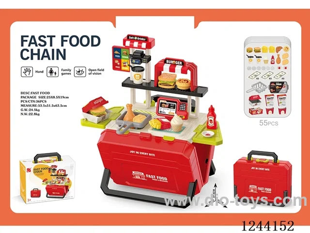 55PCS Fast food set storage suitcase (red, without electric function)