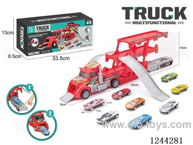 Folding Ejector Truck - Alloy City Track Scene (Car Red & Blue Mixed)