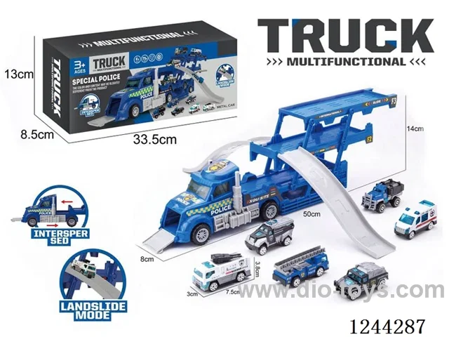 Folding Cargo Car - Alloy Police Track Scene (Blue Car)