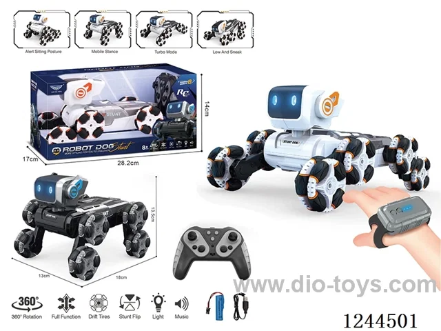 RC stunt dog W L/M with watch dual RC 2 colors included battery