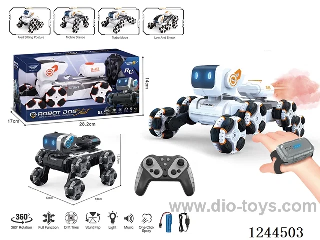 RC stunt dog W L/M with spray with watch dual RC 2 colors included battery