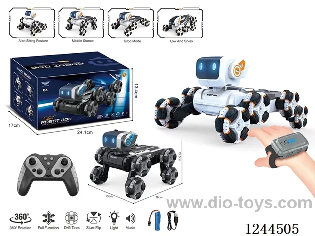 RC stunt dog W L/M with watch dual RC 2 colors included battery