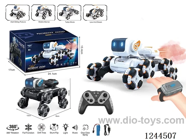 RC stunt dog W L/M with spray with watch dual RC 2 colors included battery