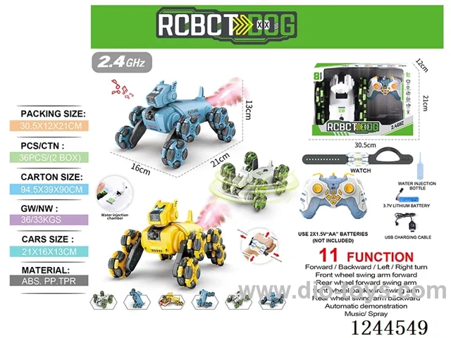 11ch 2.4G rc stunt dog W L/M/spray/watch included battery