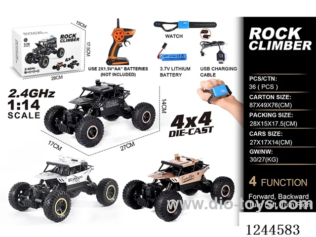 1:14 2.4G 4ch 4WD rc alloy car with watch included battery