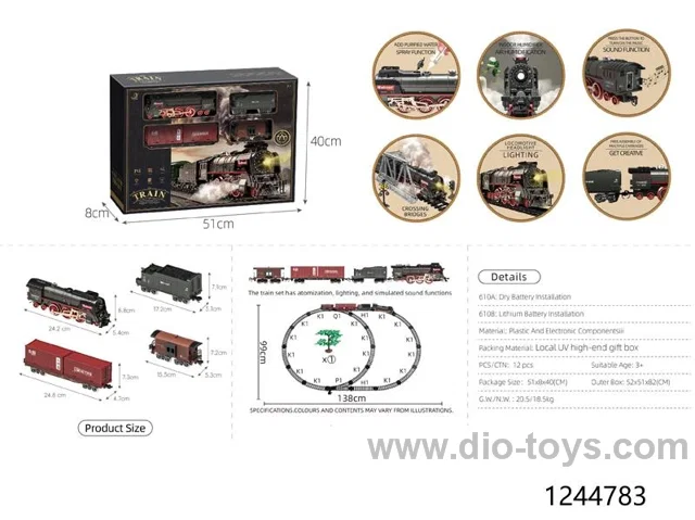 B/O smoking train track with light and sound，include battery
