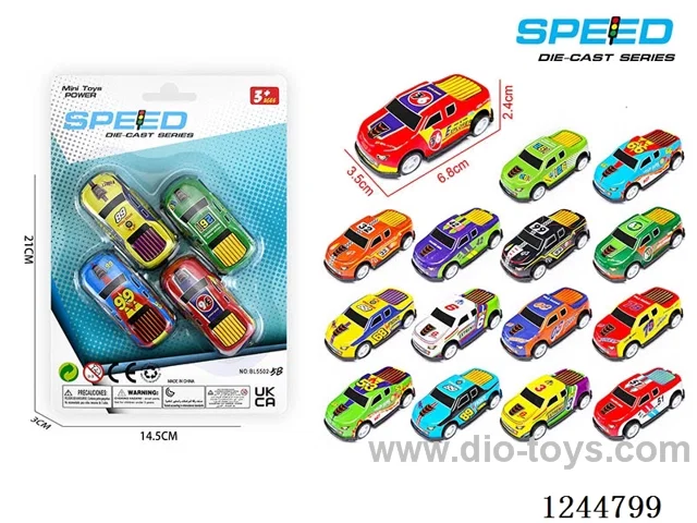 Pull Back Metal Racing Car 4PCS