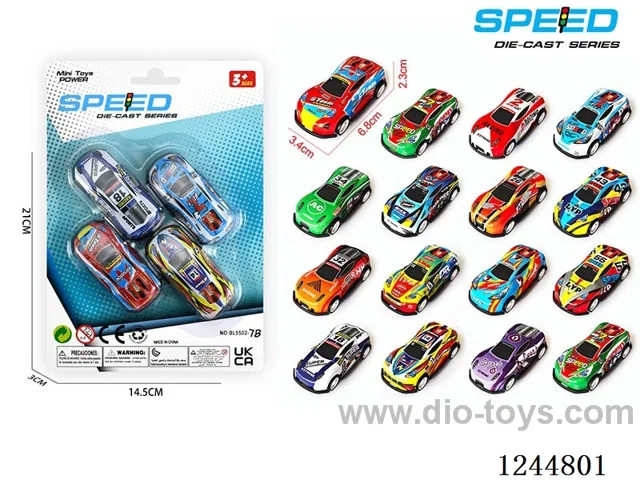 Pull Back Metal Racing Car 4PCS