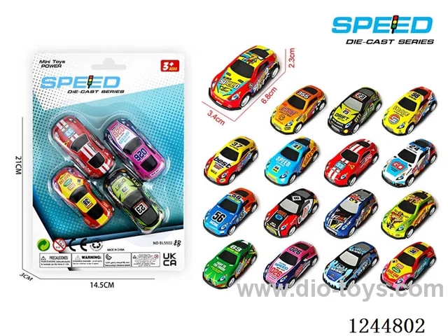 Pull Back Metal Racing Car 4PCS