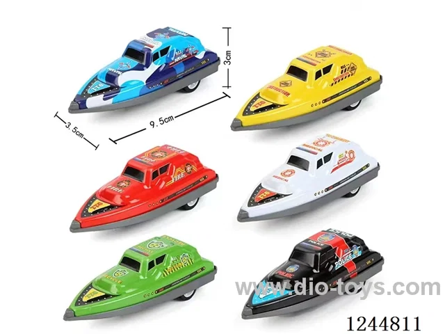 Pull Back Metal Tin Police Boat 911