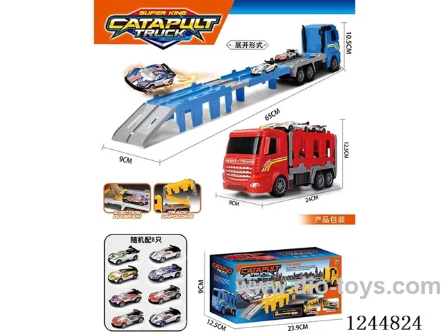 Inertia Tractor Dual Ejector Transporter with 8PCS AB Carts 3 Colours Mixed