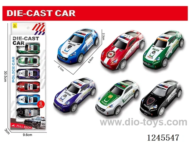 pull back police tin car 6 PCS