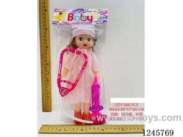 12-inch Nurse Doll with Stethoscope. Syringe