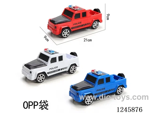 Pull-String Light-Up Police Car & Mercedes Pickup Truck