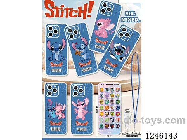 Stitch- children's touch-screen multi-function early education mobile phone with lanyard +USB charging cable (24PCS)