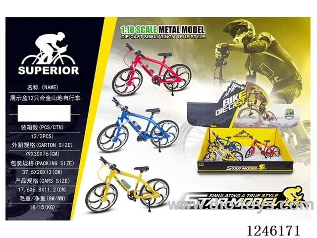 1:10 Alloy Mountain Bike 12PCS, 3 Colours Mixed-free wheel