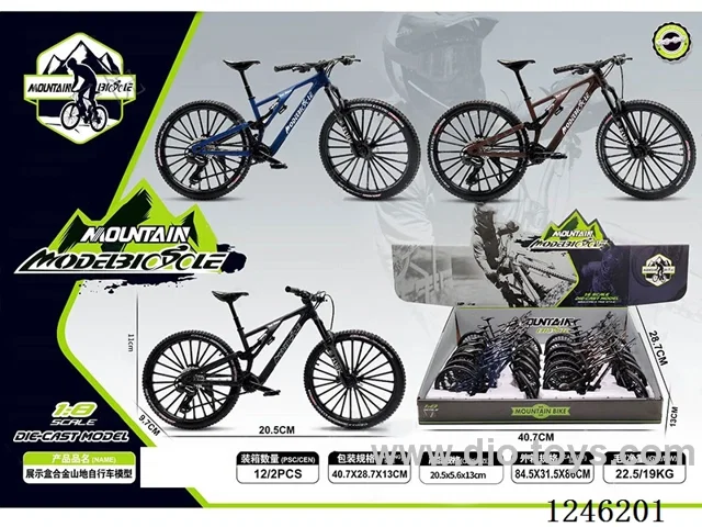 1:10 Alloy Mountain Bike 12PCS, 3 Colours Mixed - free wheel