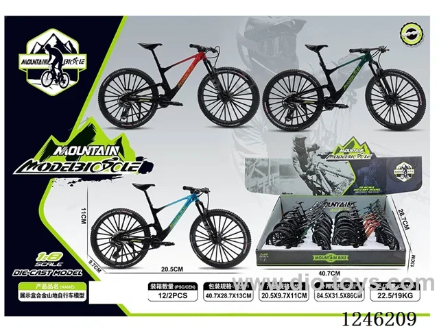 1:10 Alloy Mountain Bike 12PCS, 3 Colours Mixed - free wheel
