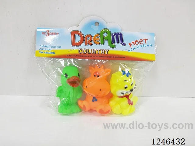 BB Whistle Rubber-moulded Duck Cow Cat 3PCS