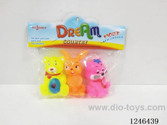 BB Whistle Rubber-moulded Rabbit Cat Bear 3PCS